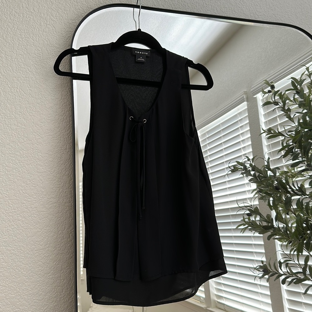 Trouvé Tie Blouse in Black (M)